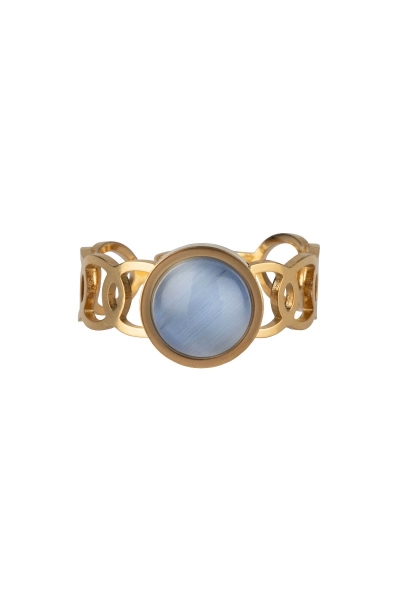 Ring Stone Round - Goud Blauw